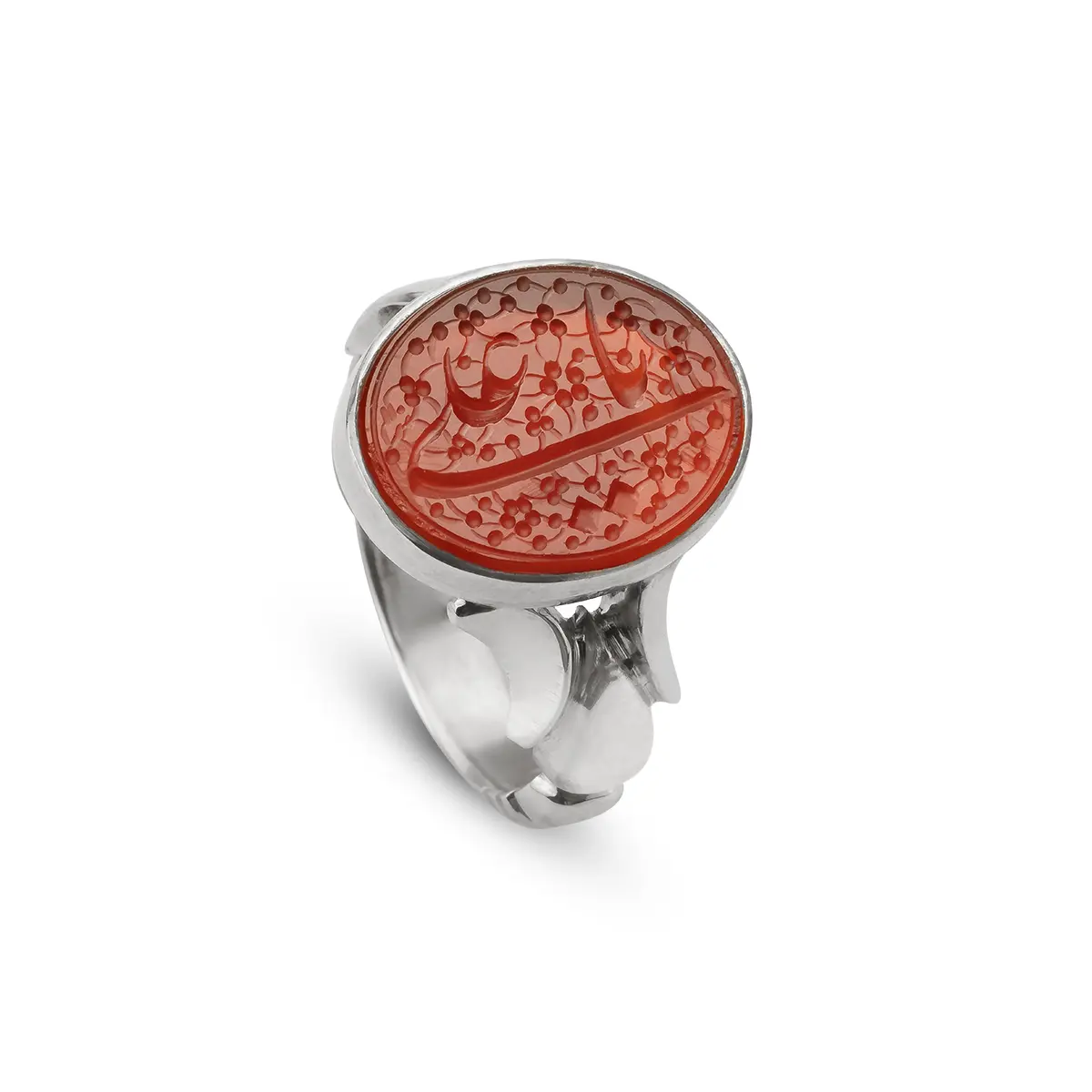 انگشتر عقیق سرخ یمانی با ذکر یا علی (ع) 391