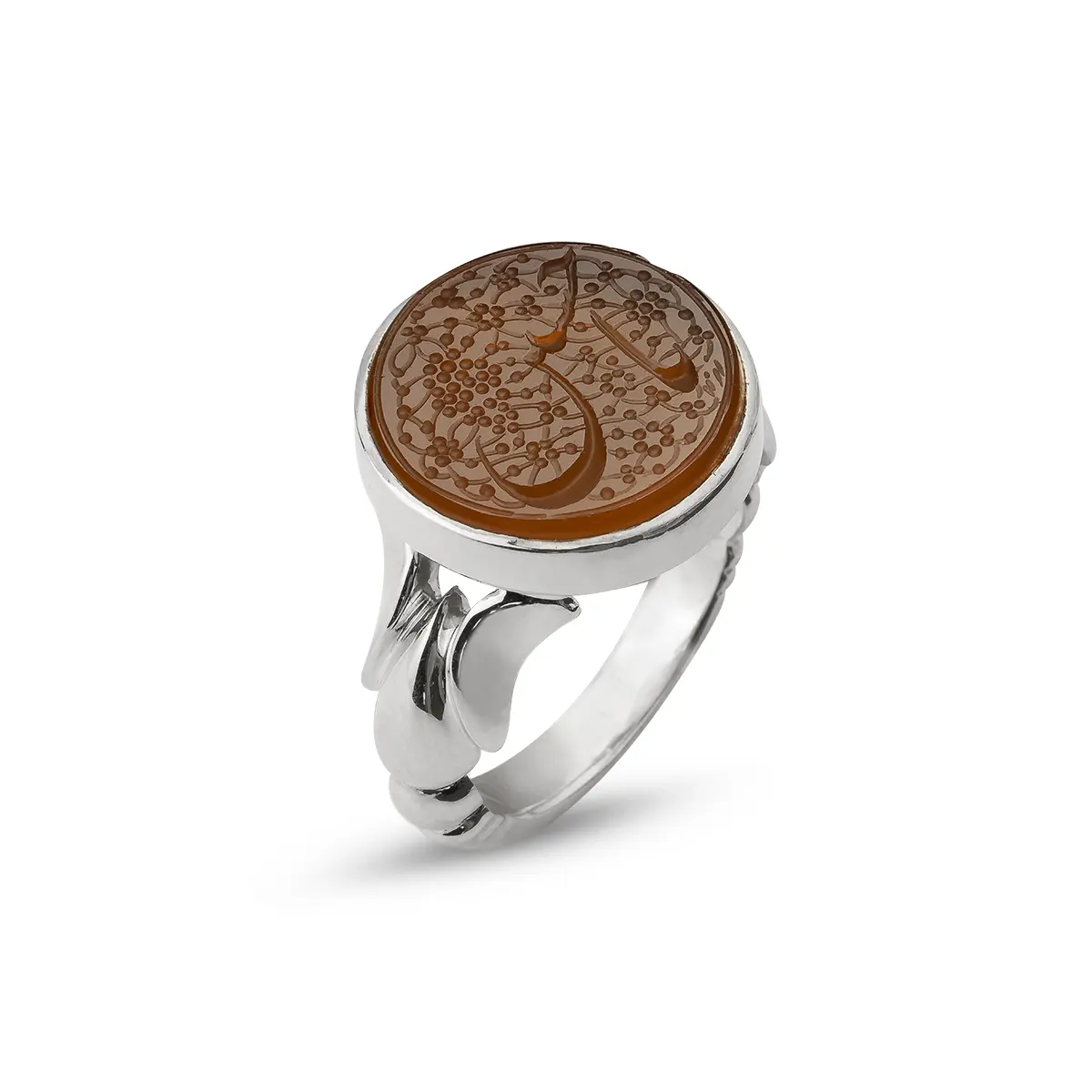 انگشتر عقیق پرتقالی با ذکر یا حسین (ع) 388