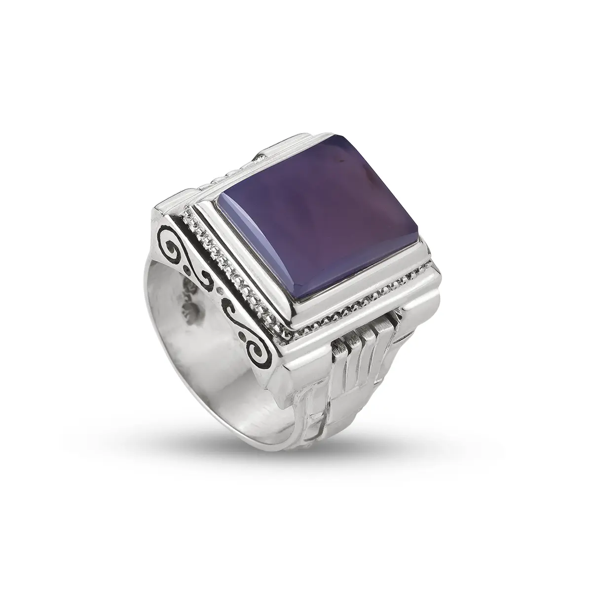 انگشتر نقره و عقیق سوسنی یمانی 373