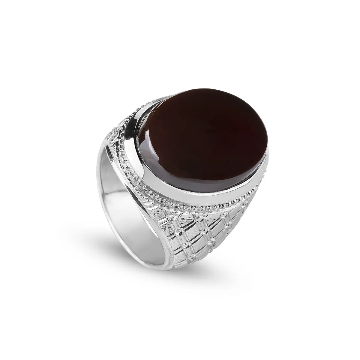 انگشتر نقره و عقیق کرزی یمانی 374